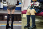 【再販】黒スト、黒タイ、ナチュスト、ニーハイを履いた制服風な服や私服の女の子達の写真集129枚