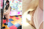 ノーブラセーター?!可愛い顔しておっぱいおっきい!クレーンゲームに夢中な子を後ろから
