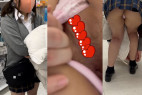 ハーフ青チェ J○のパイパンマンコとピンクTバックを観察