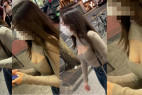グラビア級のスタイル!!胸開きニットから巨乳のおっぱいがエロこぼれてます!!